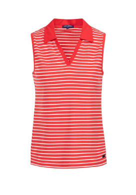 Polo rouge sans manches rayé Femme Polo rouge sans manches rayé Femme