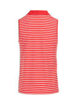 Polo rouge sans manches rayé Femme