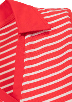 Polo rouge sans manches rayé Femme