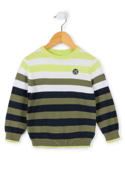Pull marin rayé vert Garçon