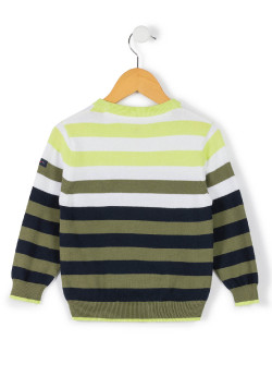 Pull marin rayé vert Garçon