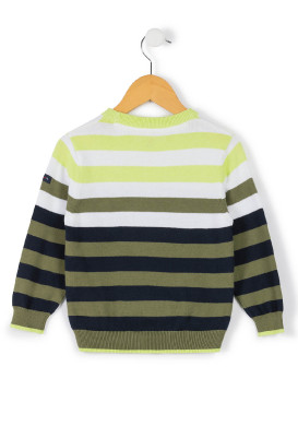 Pull marin rayé vert Garçon