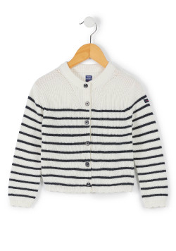 Gilet rayé blanc et bleu marine Fille