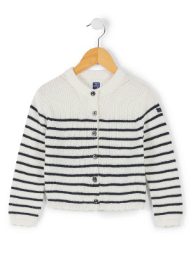 Gilet rayé blanc et bleu marine Fille