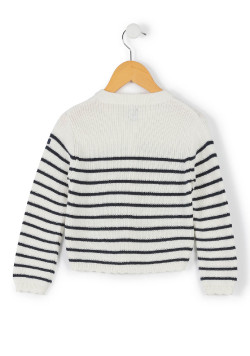 Gilet rayé blanc et bleu marine Fille