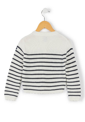 Gilet rayé blanc et bleu marine Fille