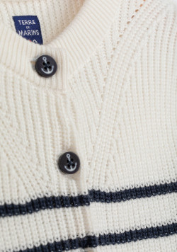 Gilet rayé blanc et bleu marine Fille