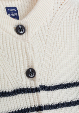 Gilet rayé blanc et bleu marine Fille