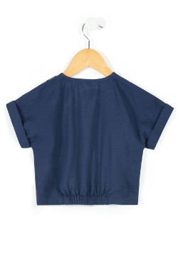 Blouse Fille manches courtes bleu marine
