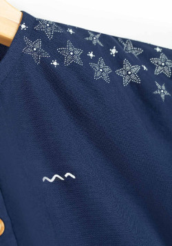 Blouse Fille manches courtes bleu marine