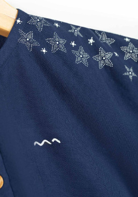 Blouse Fille manches courtes bleu marine Blouse Fille manches courtes bleu marine
