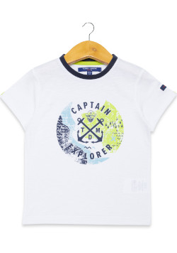 T-shirt blanc Garçon imprimé pirate