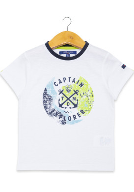T-shirt blanc Garçon imprimé pirate T-shirt blanc Garçon imprimé pirate