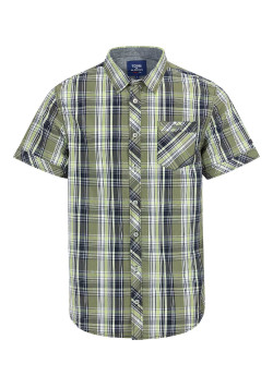 Chemise à carreaux manches courtes vert olive Homme