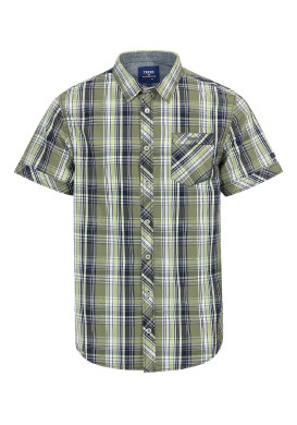 Chemise à carreaux manches courtes vert olive Homme Chemise à carreaux manches courtes vert olive Homme