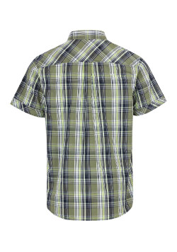 Chemise à carreaux manches courtes vert olive Homme