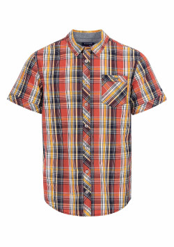 Chemise rouge manches courtes à carreaux Homme