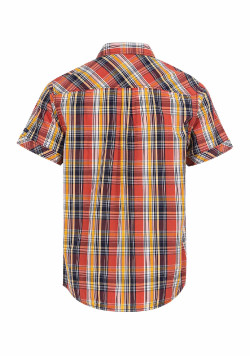 Chemise rouge manches courtes à carreaux Homme