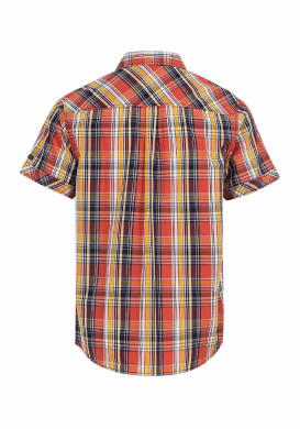 Chemise rouge manches courtes à carreaux Homme