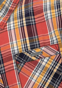 Chemise rouge manches courtes à carreaux Homme