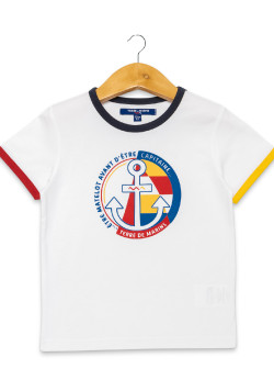 T-shirt blanc imprimé col rond Garçon
