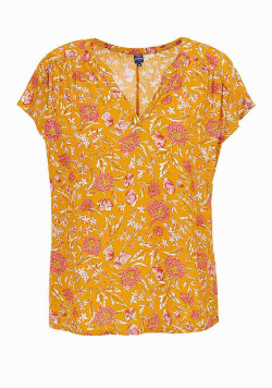 Blouse jaune imprimé floral Femme