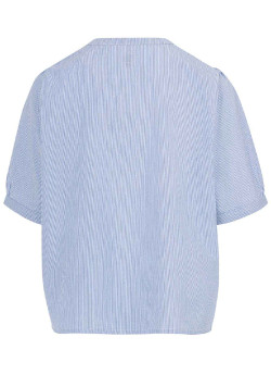 Chemise rayée manches courtes bleu/blanc Femme