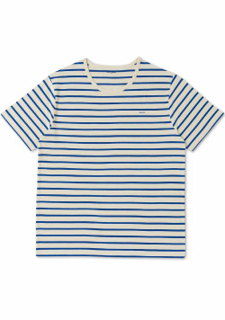 Marinière Homme manches courtes grège rayé bleu