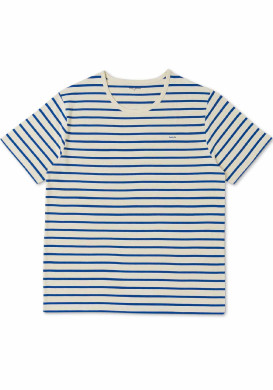 Marinière Homme manches courtes grège rayé bleu
