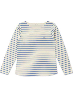 Marinière éco-conçue manches longues grège/bleu Femme