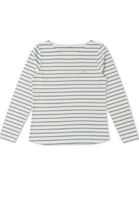 Marinière éco-conçue manches longues grège/bleu Femme Marinière éco-conçue manches longues grège/bleu Femme