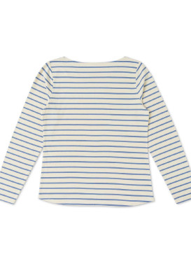 Marinière éco-conçue manches longues grège/bleu Femme Marinière éco-conçue manches longues grège/bleu Femme