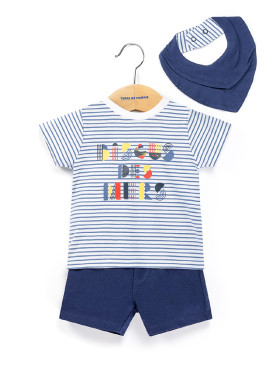 Ensemble Bébé t-shirt rayé + short bleu marine