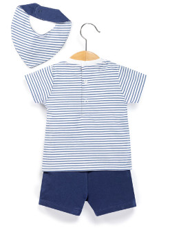 Ensemble Bébé t-shirt rayé + short bleu marine