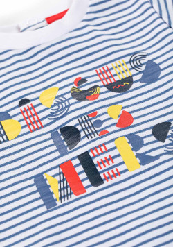 Ensemble Bébé t-shirt rayé + short bleu marine