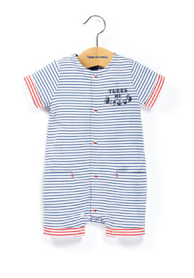 Combinaison courte rayée Bébé bleu/blanc
