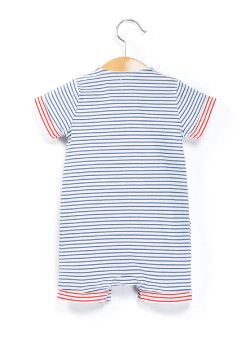 Combinaison courte rayée Bébé bleu/blanc
