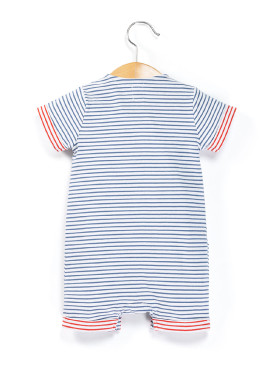 Combinaison courte rayée Bébé bleu/blanc