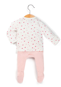 Ensemble Bébé pantalon rose + t-shirt cache coeur