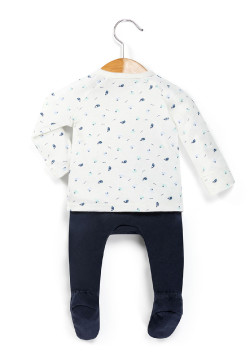 Ensemble Bébé pantalon bleu marine + t-shirt cache coeur