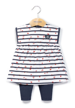 Ensemble Bébé robe rayé + legging 