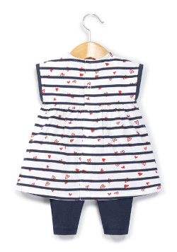 Ensemble Bébé robe rayé + legging 