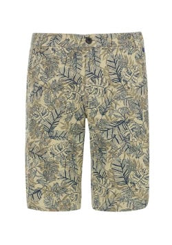 Bermuda Homme imprimé beige/bleu marine en lin