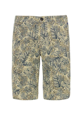 Bermuda Homme imprimé beige/bleu marine en lin Bermuda Homme imprimé beige/bleu marine en lin