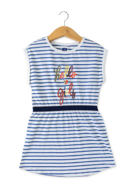 Robe rayée manches courtes revers Fille