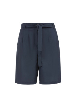Bermuda long bleu marine en viscose Femme