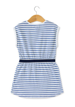 Robe rayée manches courtes revers Fille
