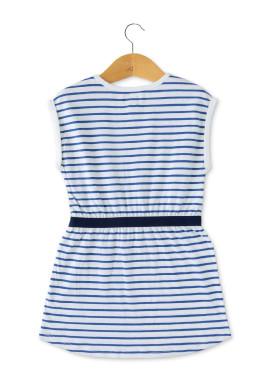 Robe rayée manches courtes revers Fille