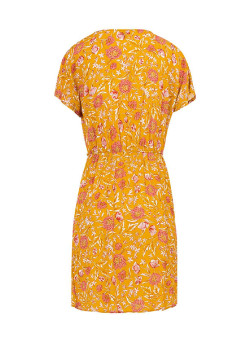 Robe femme 100% viscose jaune à motif