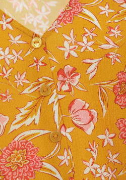 Robe femme 100% viscose jaune à motif